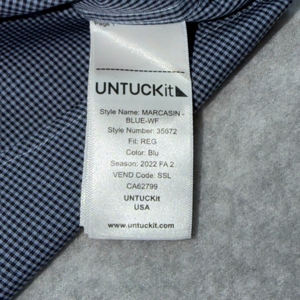 UNTUCKit Dress Shirt Mens 3XL Blue Plaid Long Sleeve Marcasin 35672 - Picture 7 of 12